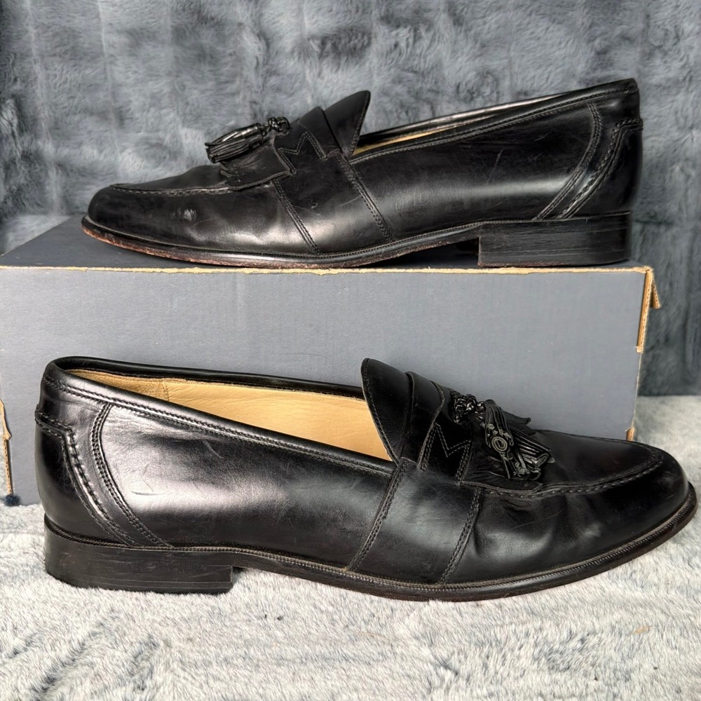 Johnston & Murphy Mens Black Leather Kiltie Tassel Loafers 11.5M 15-1979